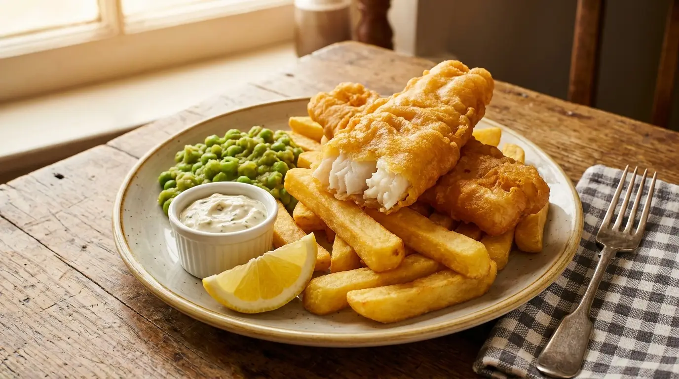 Fish and chips meal